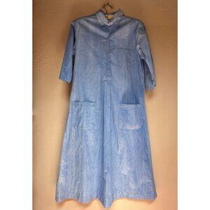 TWILFIT Kristin Design Barbro Sorman Chambray Midi Dress Blue 40 Elbow Sleeve